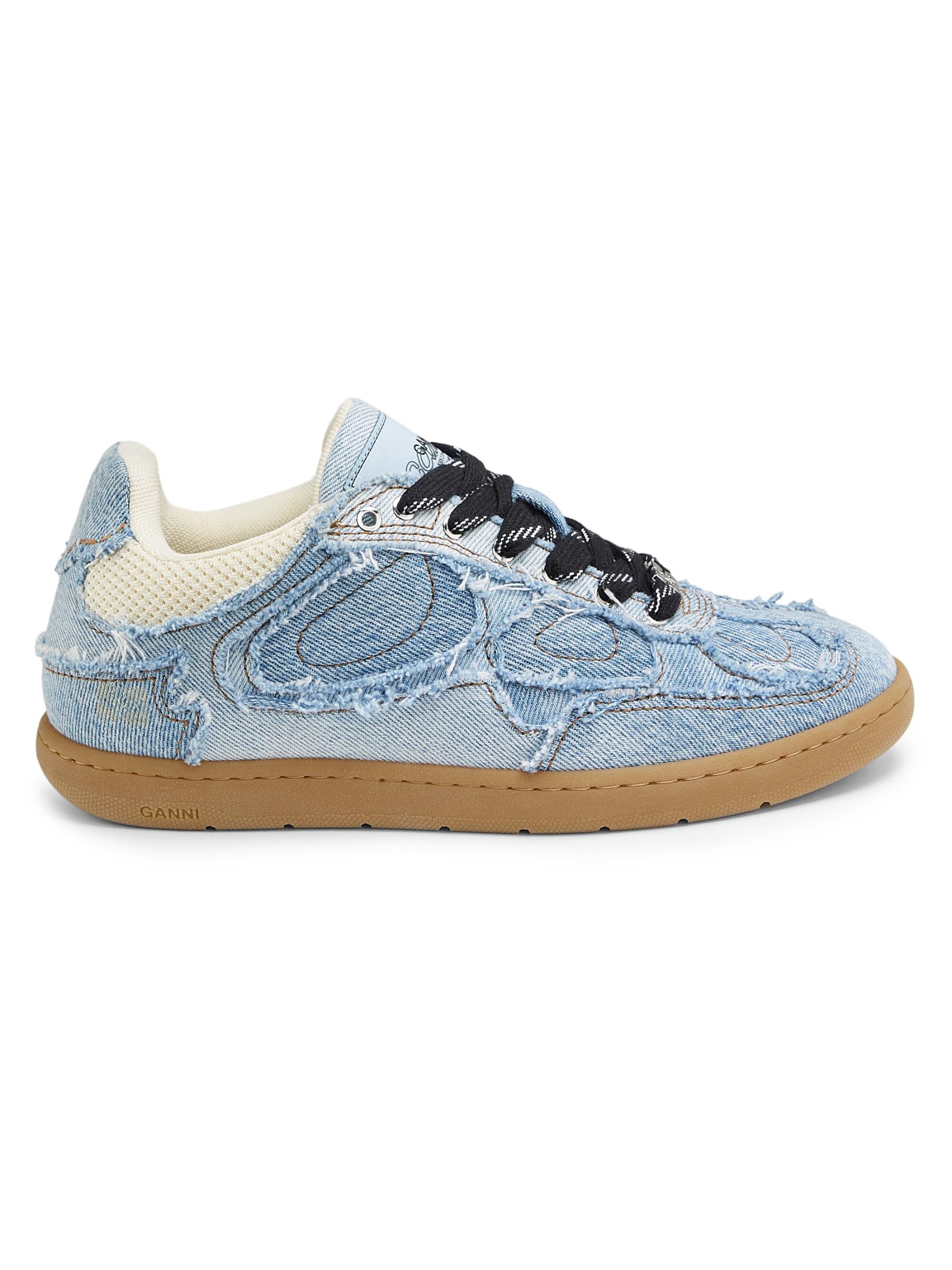 Ganni■08 Canvas Raw Edge - Ivory Ganni Women's 08 Canvas Raw Edge Parchement Low Top Sneakers