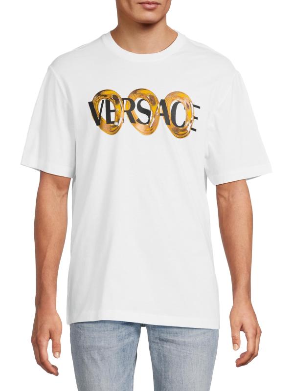【送料&関税込】Versace maxi chain T-shirt（白） Shop Versace - Maxi Chain Logo Print T-Shirt | Saks Fifth