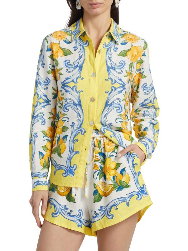 【Farm Rio】 Sicilyフローラルコットンシャツ Farm Rio Sicily floral cotton shirt Farm Rio