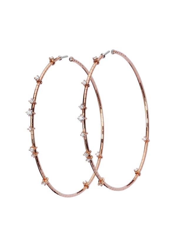 أقراط روجيادا ديامانتي من الذهب الوردي عيار 18 قيراطًا والتيتانيوم والألماس/2.36 بوصة