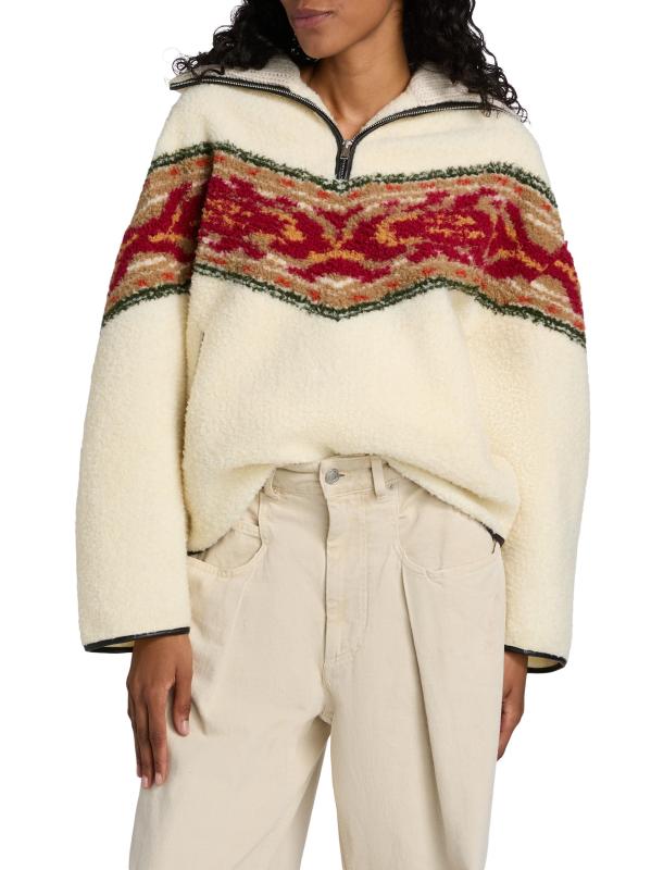 Shop Isabel Marant Étoile Marner Fleece Half-Zip Sweater Saks