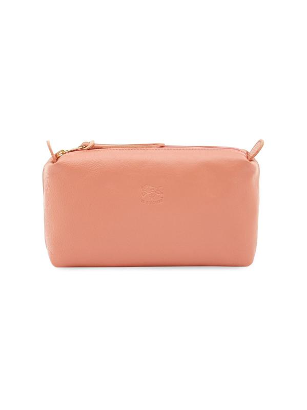 حقيبة جلدية كلاسيكية منقوشة بشعار Pompelmo