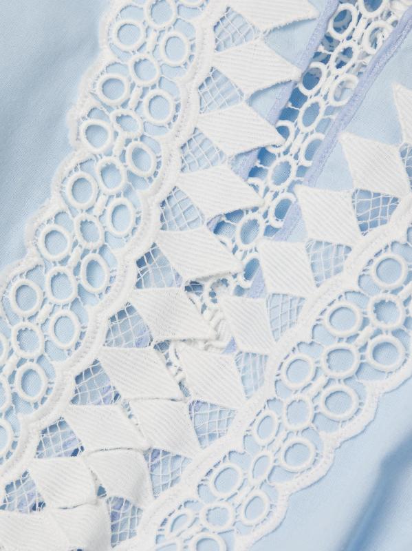 #5: فستان أورا صغير مطرز - أزرق + أبيض