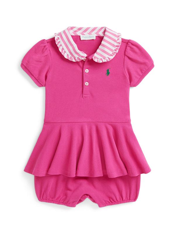 شورت بيبلوم بياقة مخططة للفتيات الصغيرات