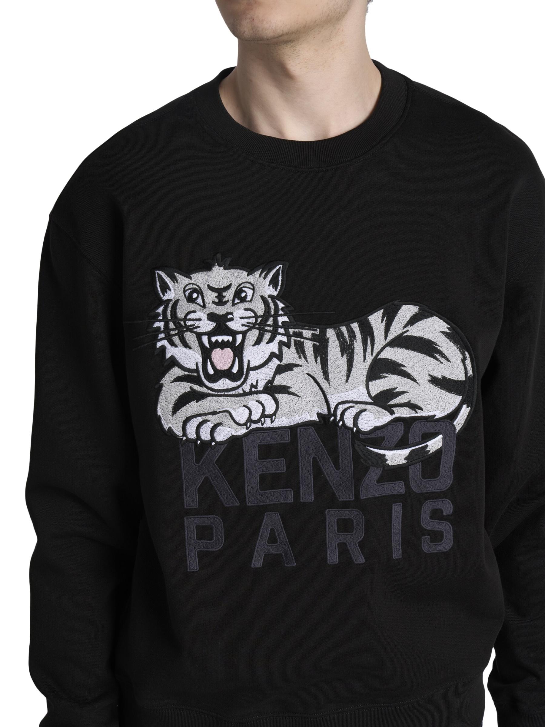 Shop KENZO - Happy Tiger Embroidered Crewneck Sweatshirt