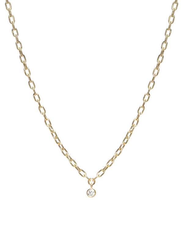 قلادة على شكل سلسلة من الماس من الذهب الأصفر عيار 14 قيراطًا