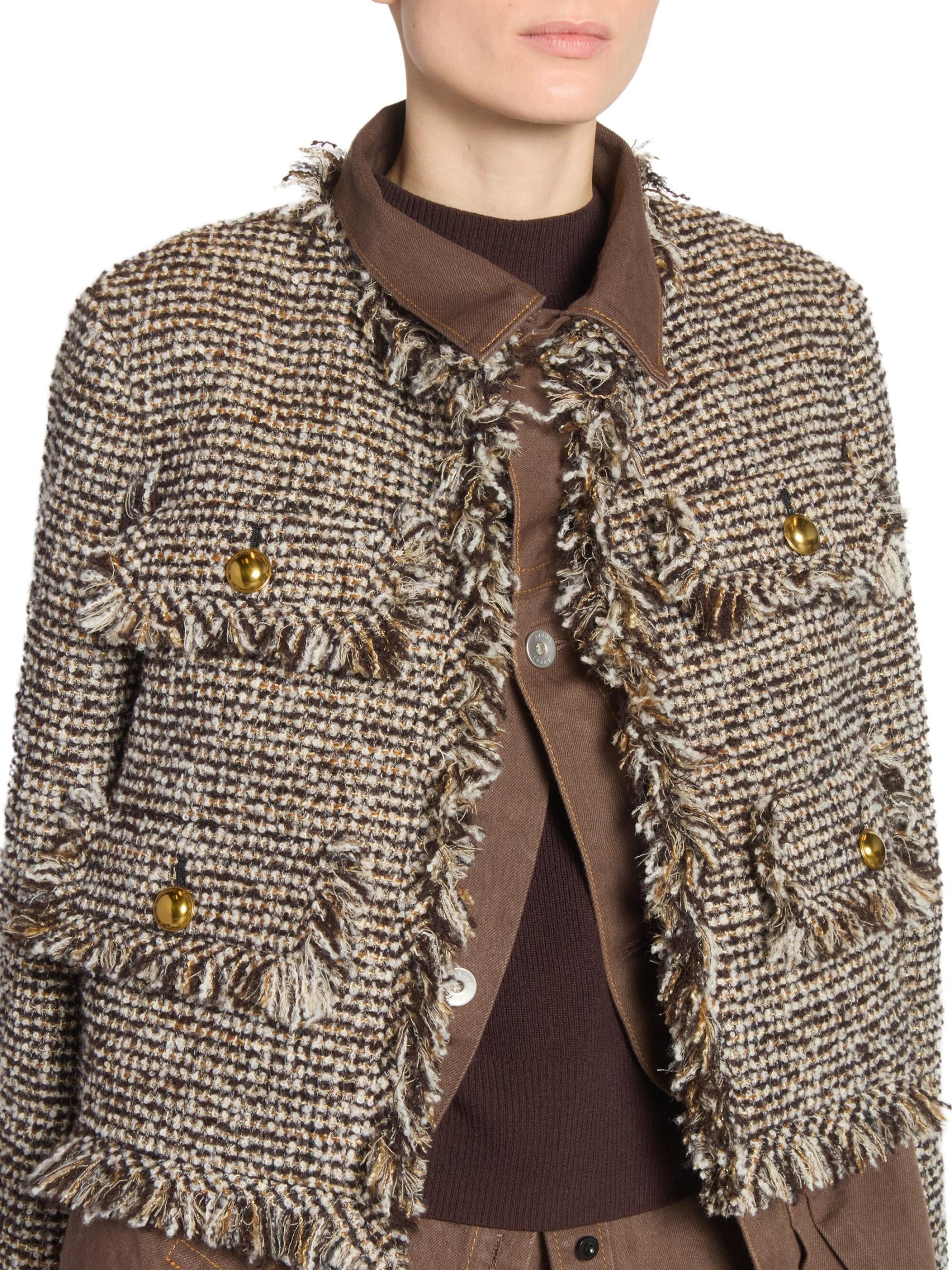 Shop Sacai - Wool-Blend Layered Tweed Jacket | Saks Fifth