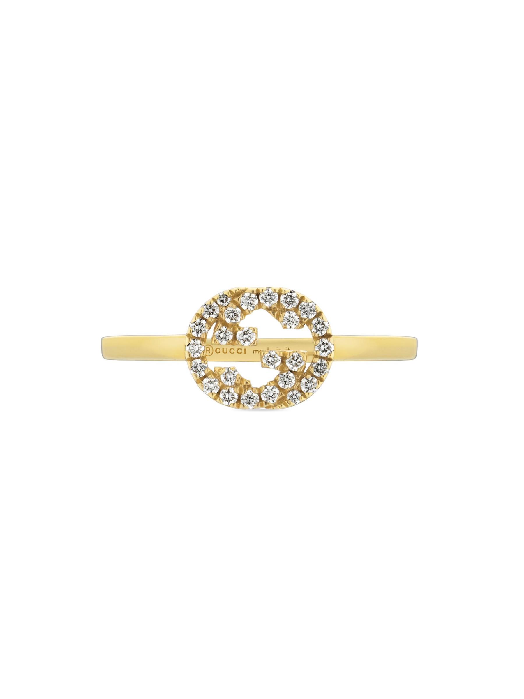 新作【GUCCI】〔インターロッキング〕18K ダイヤモンド リング Gucci - インターロッキングG 18Kイエローゴールド、ブラック