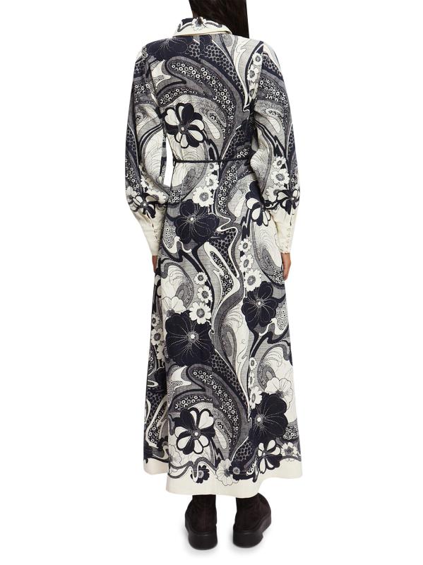 #3: قميص ميكي فلورال من الكتان - أزرق + أبيض