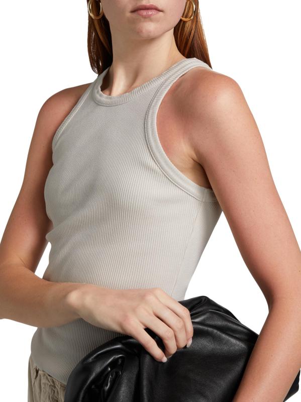 #5: تانك راين ذو رقبة عالية محبوكة - مسحوق رمادي شاحب