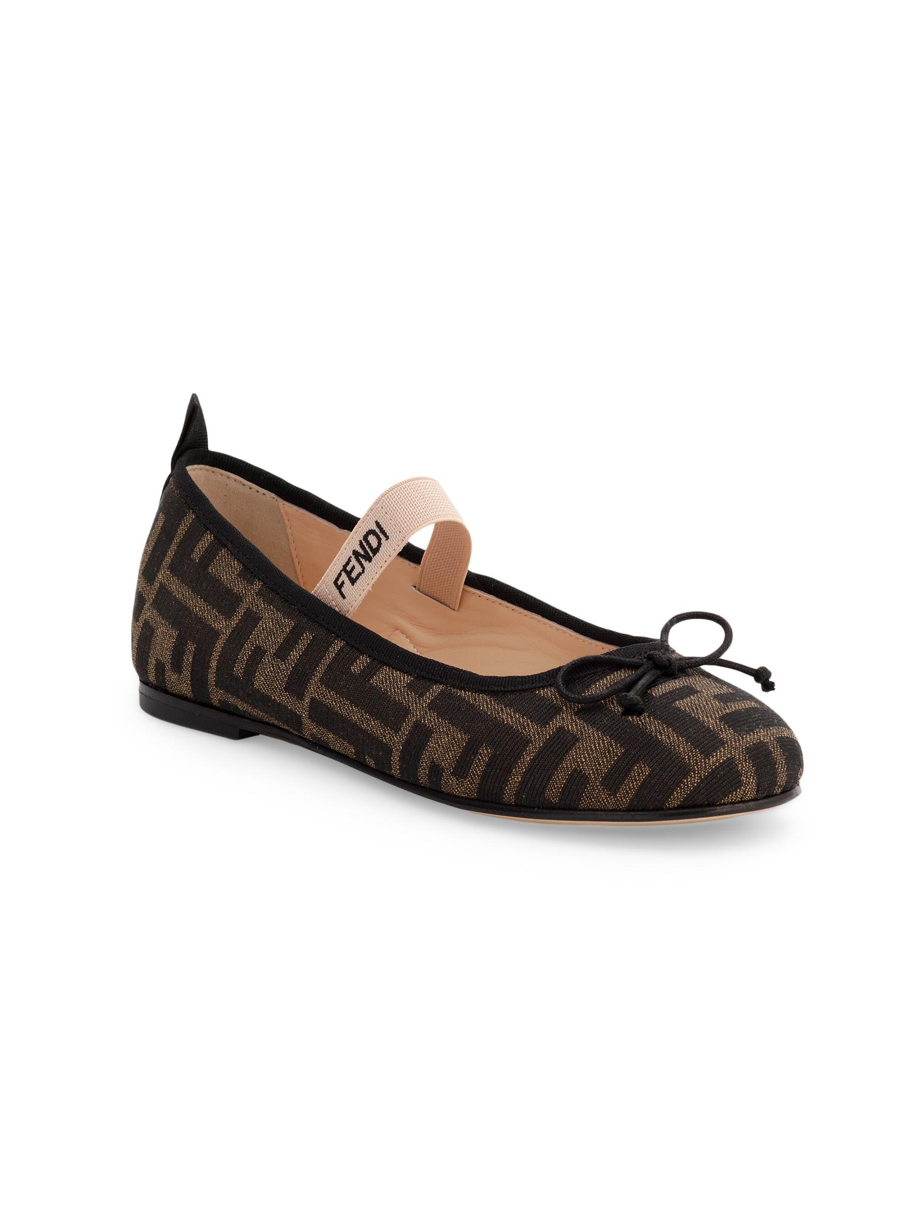 【FENDI】LEATHER FLATS(関税込み) Shop Fendi - Girl's FF Bow Ballerina Flats | Saks Fifth