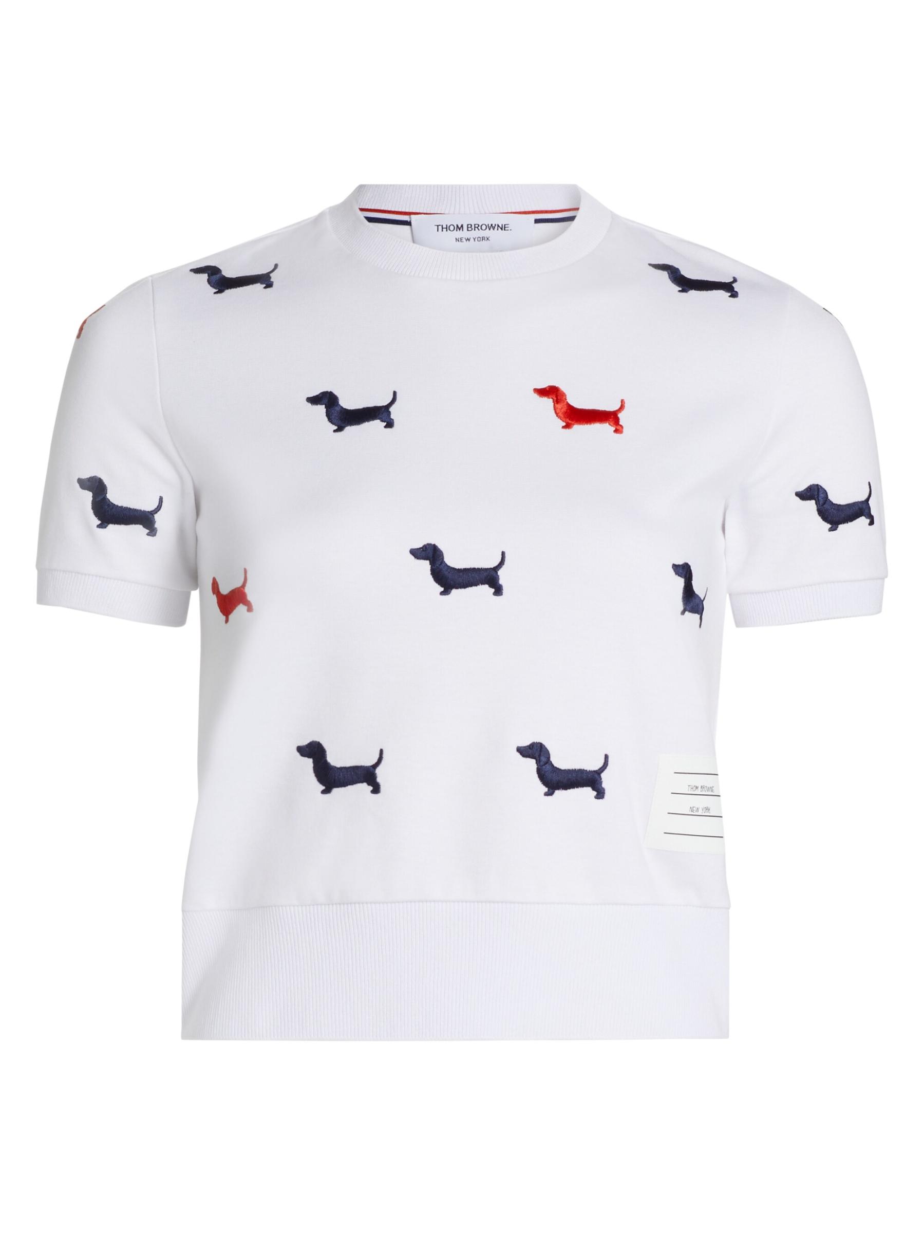 THOM BROWNE 犬刺繍 ホワイトTシャツ トム・ブラウン 犬刺繍 ホワイトTシャツ
