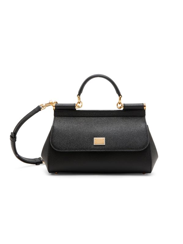 【関税＆送料込み】Dolce & Gabbana 'Sicily' Black Leather B Sicily Medium leather shoulder bag in black - Dolce Gabbana