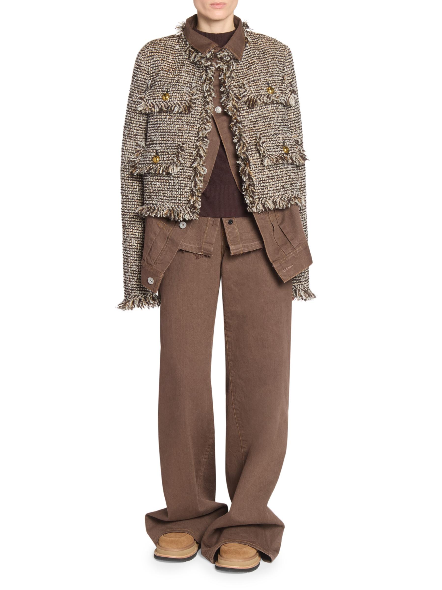 Shop Sacai - Wool-Blend Layered Tweed Jacket | Saks Fifth