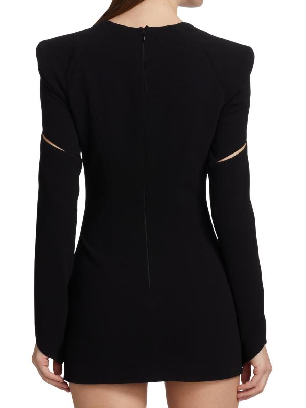 #3: فستان قصير بأكمام طويلة بياقة مقلوبة - أسود