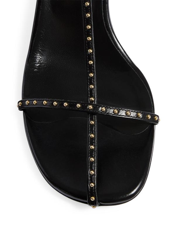 #4: صندل جلدي مرصع بقطر 75 ملم - أسود