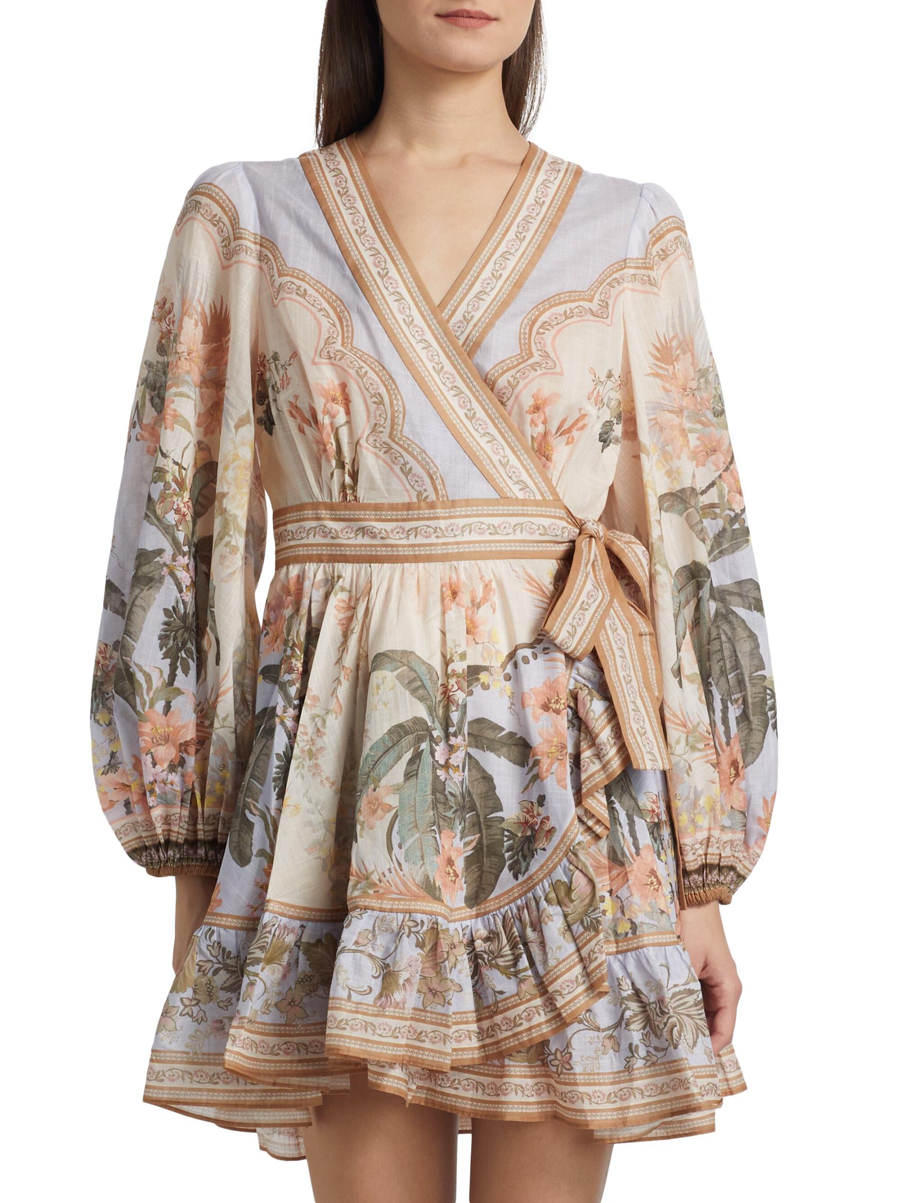 【Zimmermann】Vネック ラップ ミニドレス Zimmermann - ワイリーラップフリルミニドレス をオンライン購入