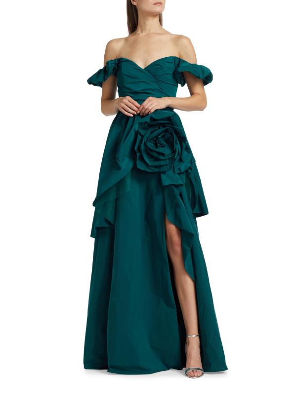 Shop Marchesa Notte Draped Off-The-Shoulder Gown Saks Fifth