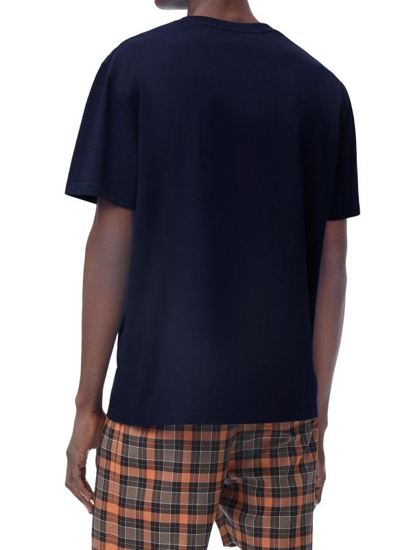 #3: تي شيرت مطرز بالزهور - أزرق داكن