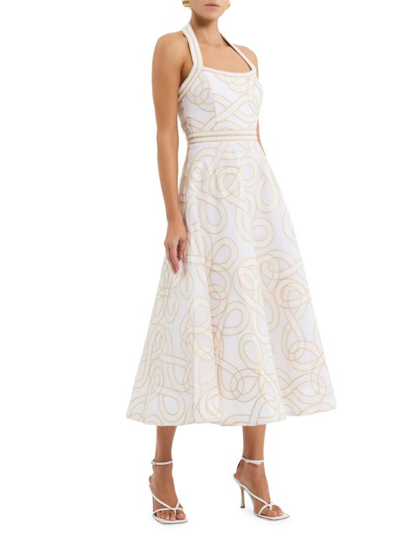 Shop Rebecca Vallance - Irena Embroidered Halterneck Midi