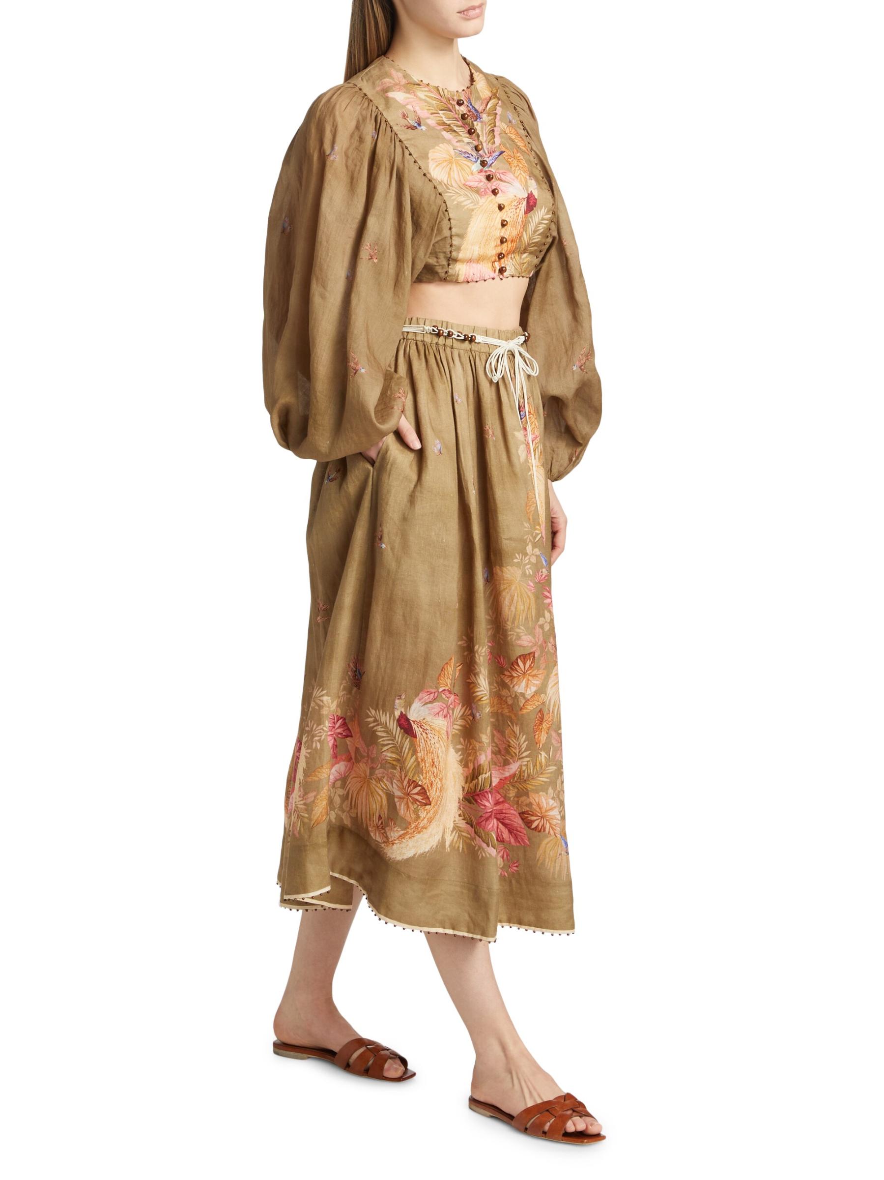 国内発送/送料関税込【ZIMMERMANN】 Ascension Midi Skirt Ascension Tiered Midi Skirt Blue/Cream Indienne Floral