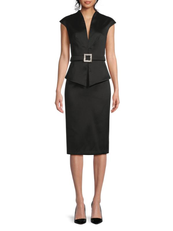 #2: فستان كوكتيل ميكادو ميدي ستريتش - أسود