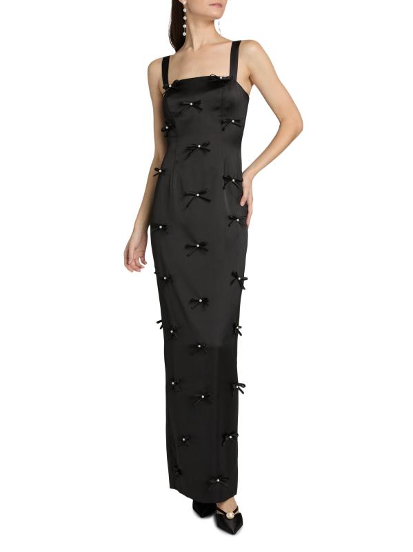 #2: فستان أمورا من الساتان مزيّن بفيونكة - أسود