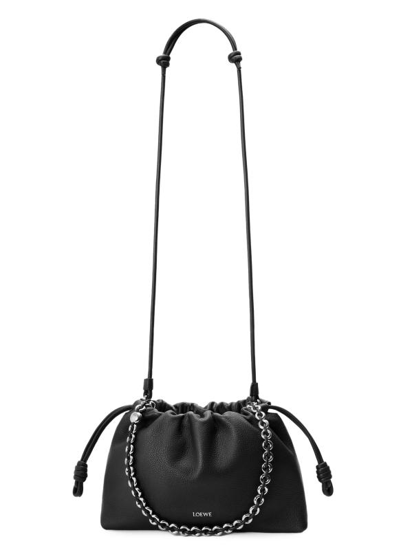 #7: حقيبة يد متوسطة الحجم من جلد الفلامنكو - أسود