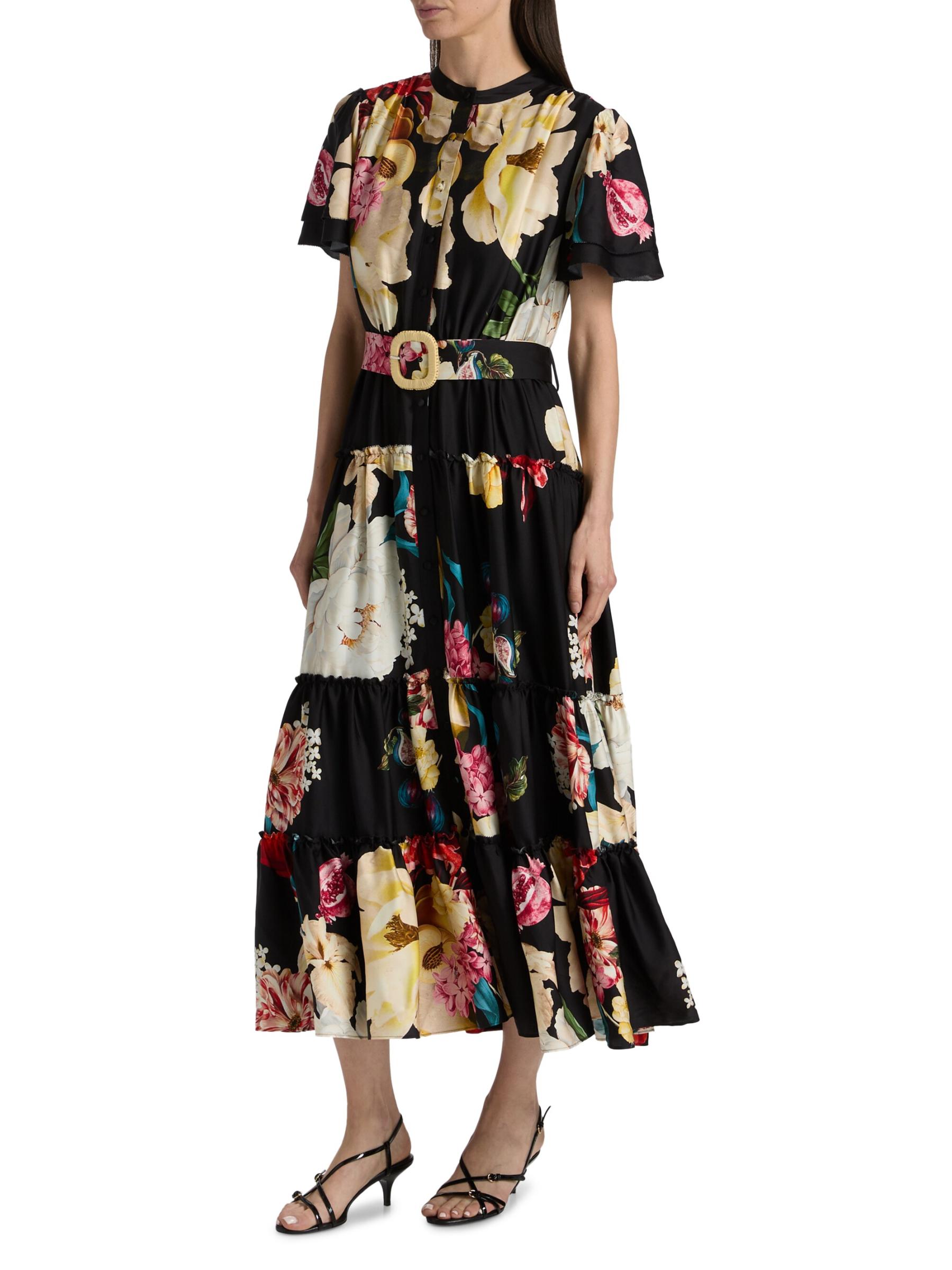 送料関税込■ZIMMERMANN■フローラル ベルベット マキシドレス Elie Tahari - サミー フローラル シルク混 マキシドレス を