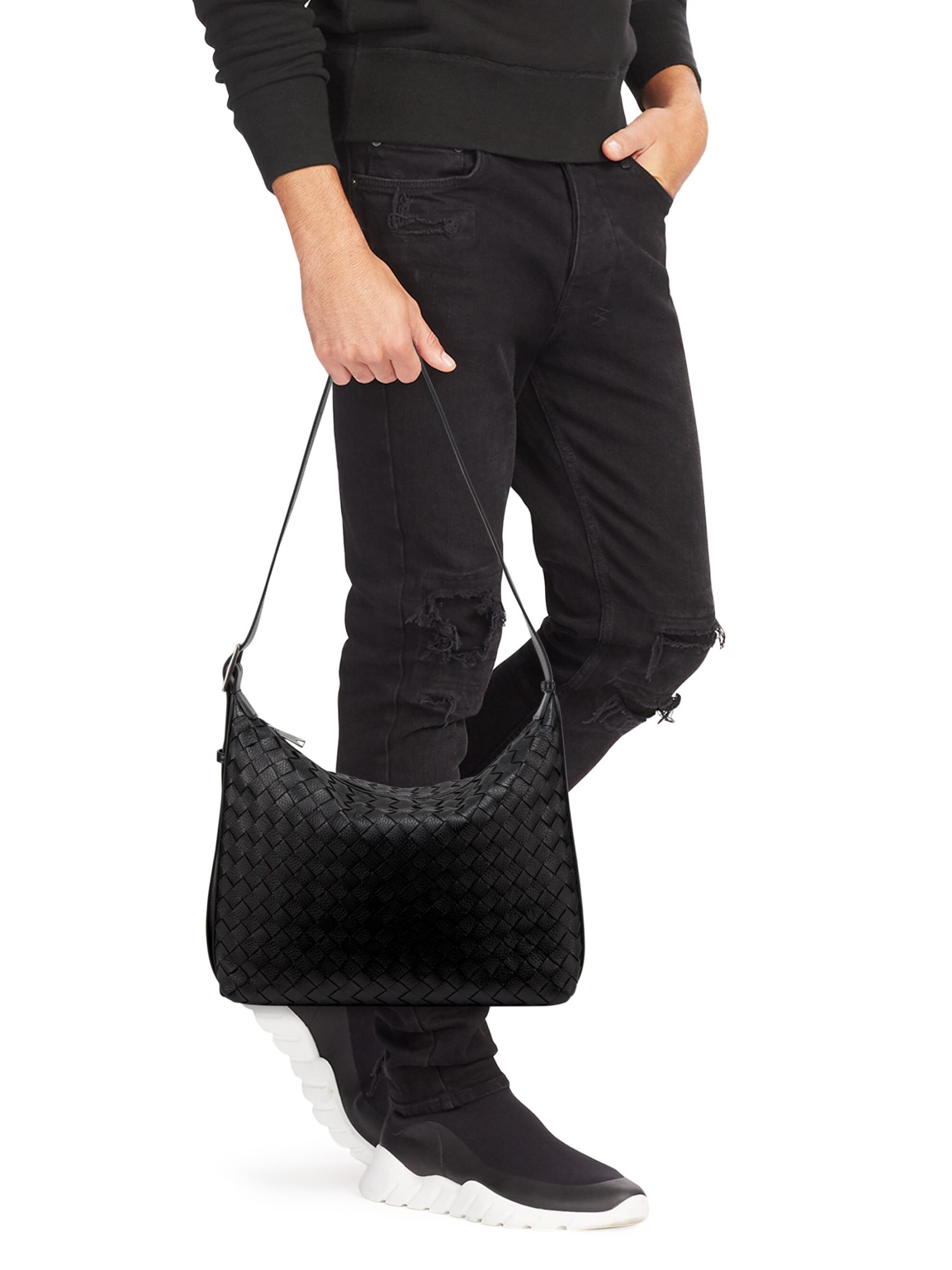 BOTTEGA VENETA ブラックレザーショルダーバッグ - メルカリ