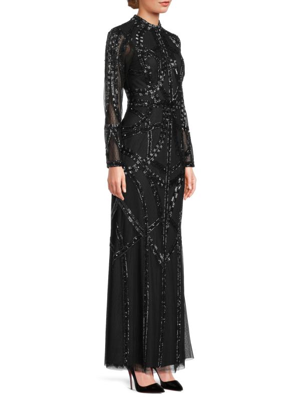 #3: فستان شبكي مطرز - أسود