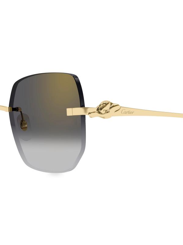 #4: نظارة شمسية بانتير كلاسيك 57 ملم مربعة - ذهبي رمادي داكن