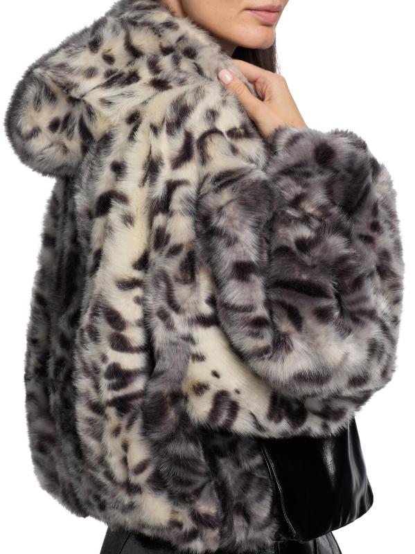 #5: جاكيت Hesse من الفرو الصناعي بنقشة جلد الفهد - نمر أبيض وأسود