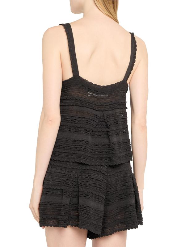 #3: تانك توب لاكي دانتيل محبوك - أسود