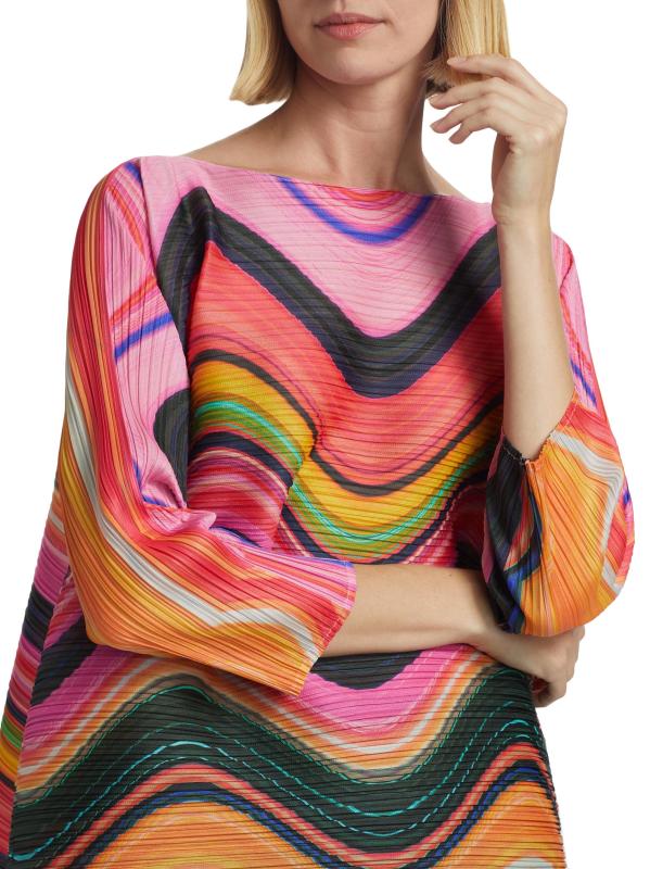 プリーツプリーズ　warp トップス　ピンク Pleats Please Issey Miyake - ワープ・プリーツ・ストライプ