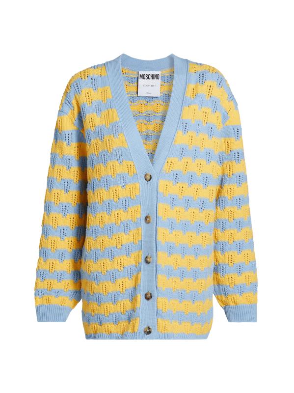 MISSONI イタリア製 ストライプ レース カーディガン オープンフロント Moschino - ストライプ・コットン混カーディガン をオンライン