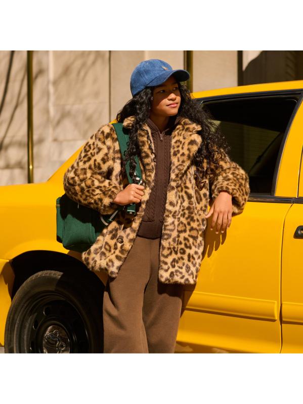 #6: معطف من الفرو الصناعي بنقشة جلد الفهد للفتيات الصغيرات والفتيات - طباعة جلد الفهد