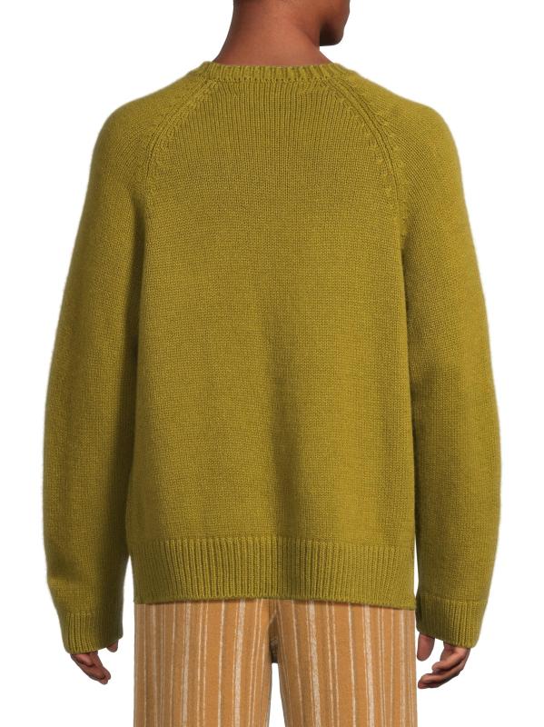 #4: سترة برقبة مستديرة من الكشمير على شكل فيل - زيت الزيتون الداكن متعدد الألوان