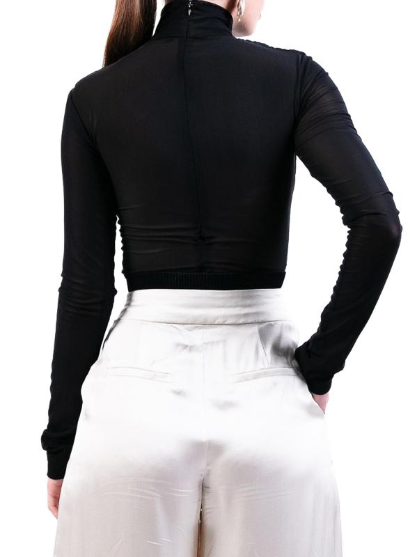 #4: بلوزة شبكية على شكل قلادة بياقة عالية - أسود