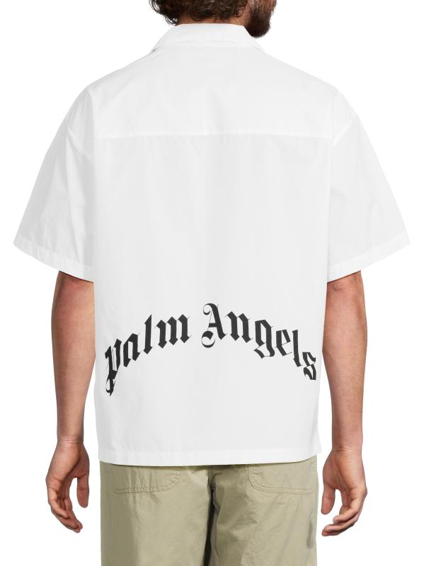 #4: قميص قطني كلاسيكي بشعار منحني - أبيض + أسود