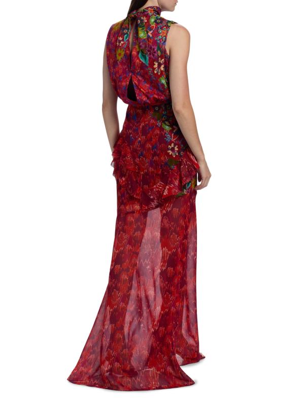 #4: فستان ماكسي من الحرير المكشكش بدون أكمام من فلور - حديقة أستيل