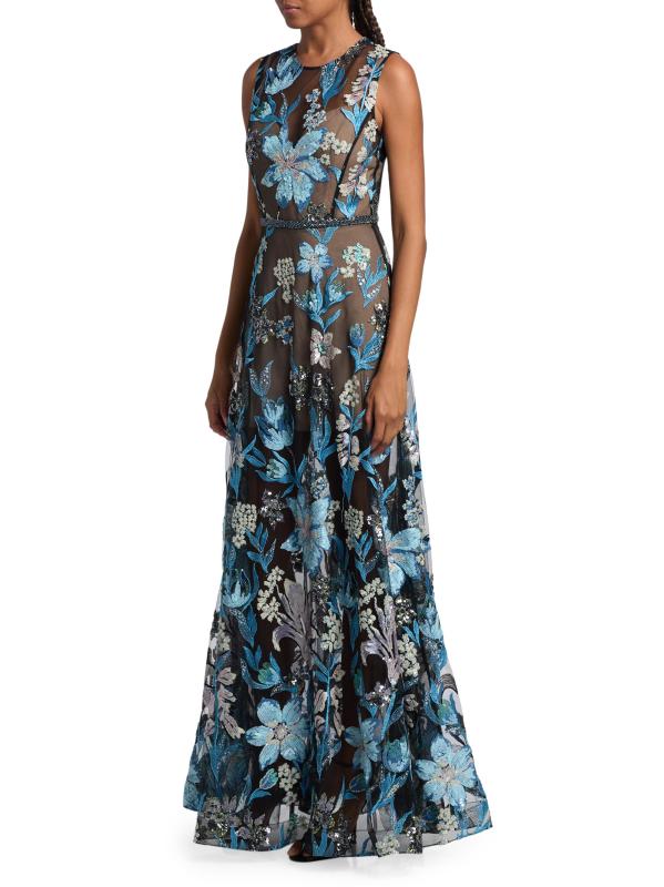 #3: فستان أرييل سيكوين مزين بالأزهار - بلو مالتي