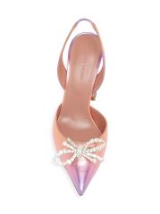 Shop Amina Muaddi - Rosie 96MM Leather Slingback Pumps