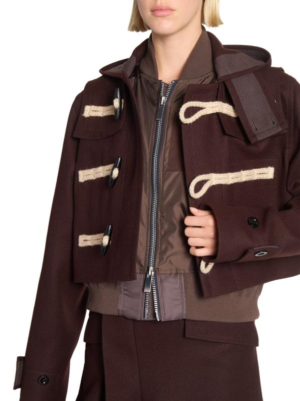Sacai - ウール混フーデッドジャケット をオンライン購入 | Saks