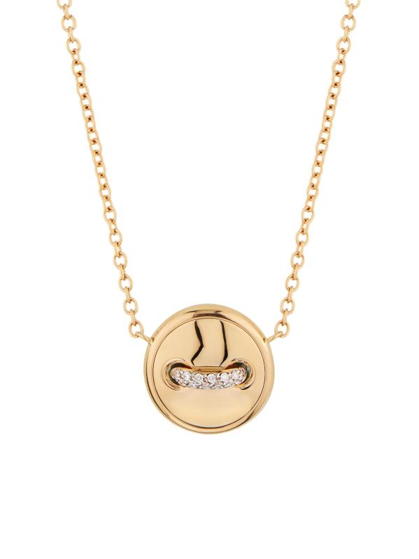 Pom Pom Dot 18K Rose Gold, Turquoise 
0.05 TCW Diamond Reversible Pendant Necklace