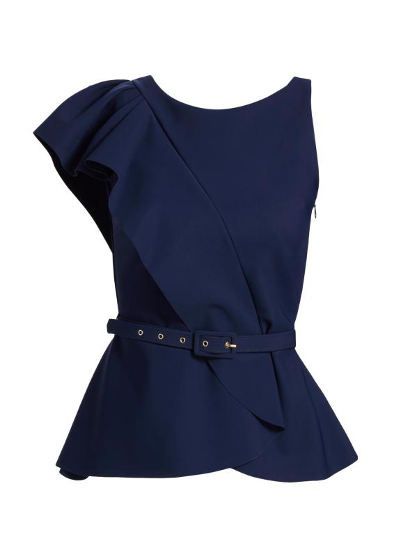 بلوزة «سيما» غير المتماثلة ذات الرفرفة