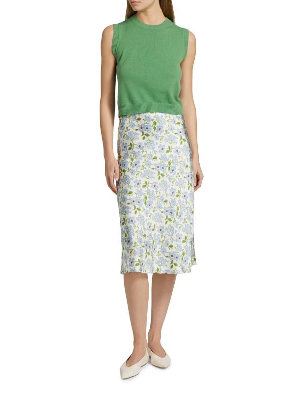 #7: بلوزة لودن من الكشمير برقبة مستديرة بدون أكمام - أخضر كيلي فاتح