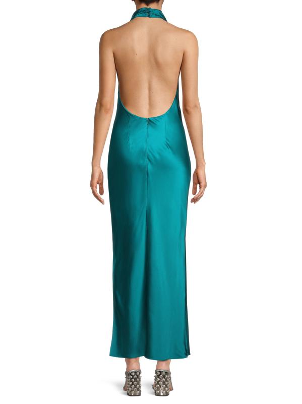 #4: فستان متوسط الطول من الحرير برقبة على شكل كاول - بط نهري صغير