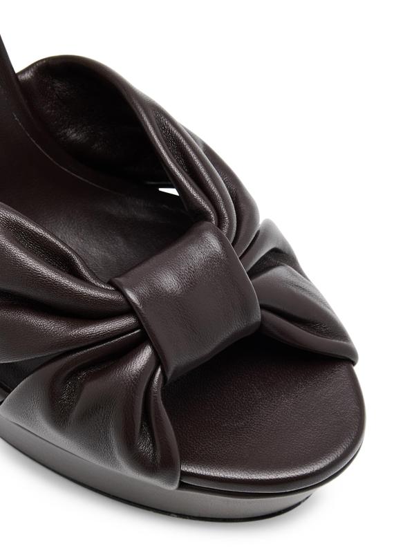 #6: صندل Heloise ذو قاعدة جلدية بعقدة مقاس 120 ملم - براون