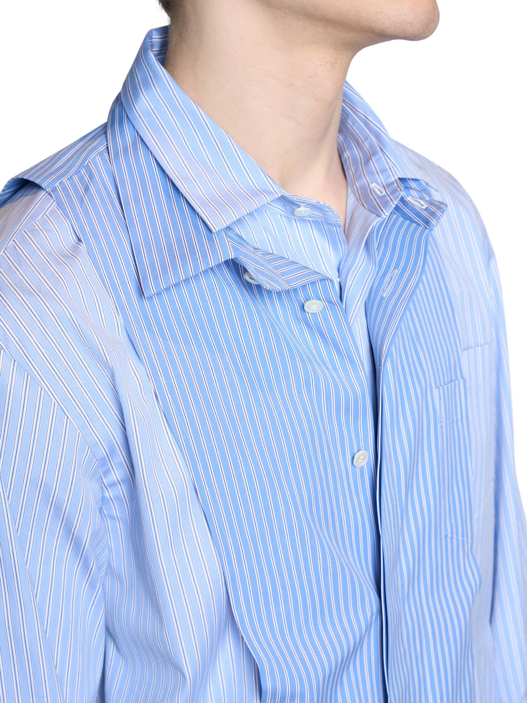 【美品】sacai 22SS レイヤード ストライプ ポプリンシャツ ポンチョ Sacai - レイヤード・コットン・ポプリン・シャツ をオンライン